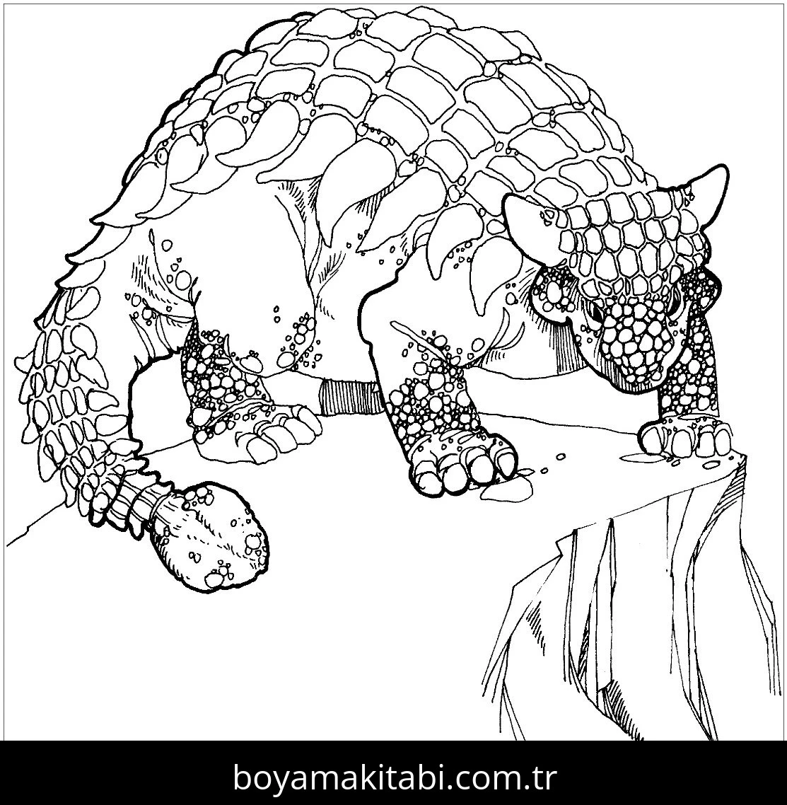 Ankylosaurus Dinazor boyama sayfası – basit çizim, kolay boyama