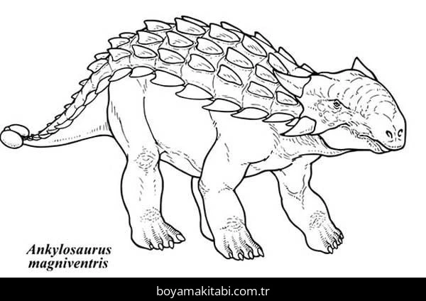 Ankylosaurus Dinazor boyama sayfası – PDF indir, sevimli karakter