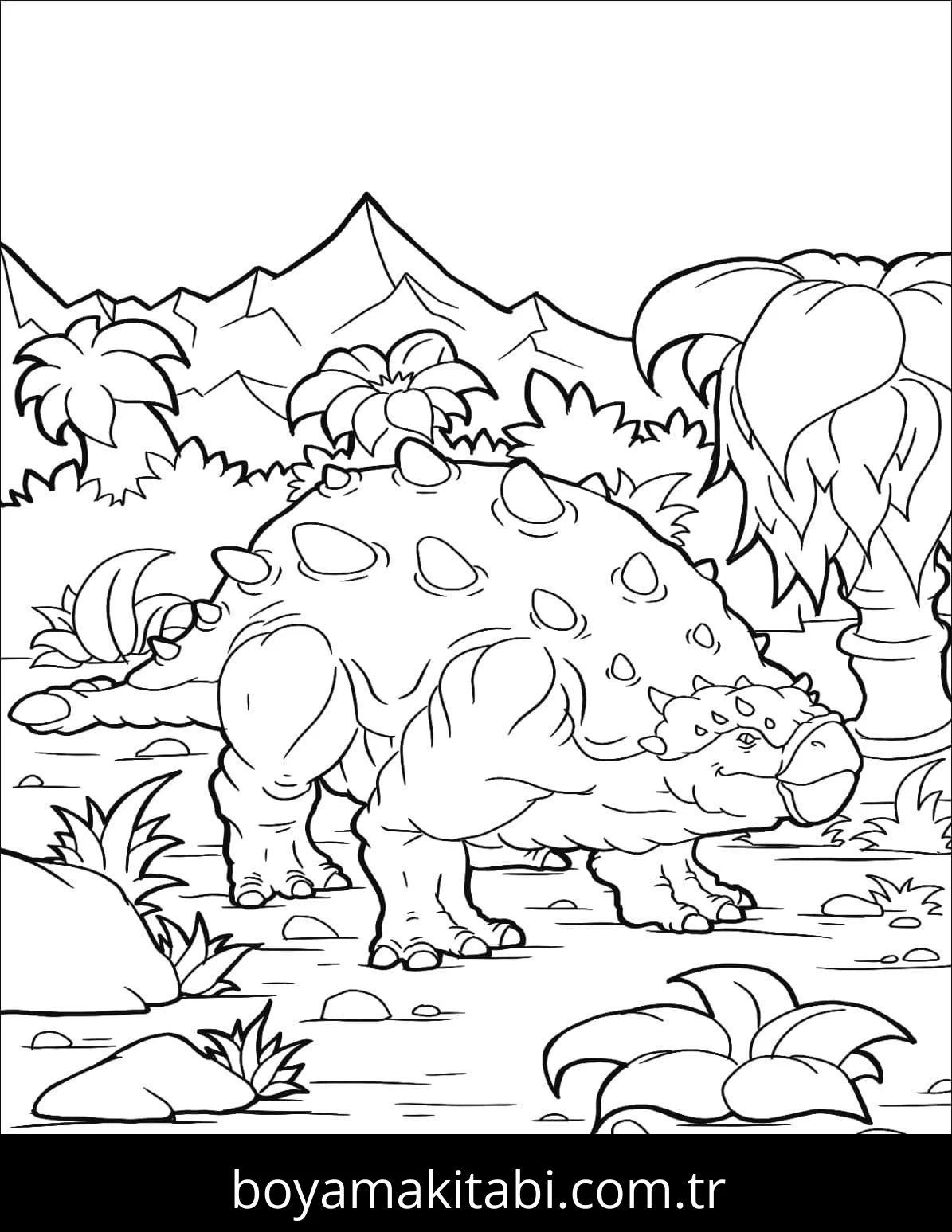 Ankylosaurus Dinazor boyama sayfası – çocuklar için, çizgi film temalı
