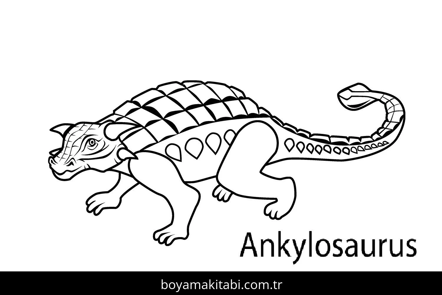 Ankylosaurus Dinazor boyama sayfası – kolay boyama, eğitici aktivite