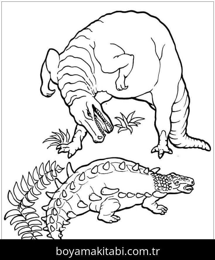 Ankylosaurus Dinazor boyama sayfası – çizgi film temalı, basit çizim