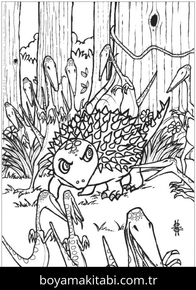 Ankylosaurus Dinazor boyama sayfası – eğitici aktivite, yaratıcılık
