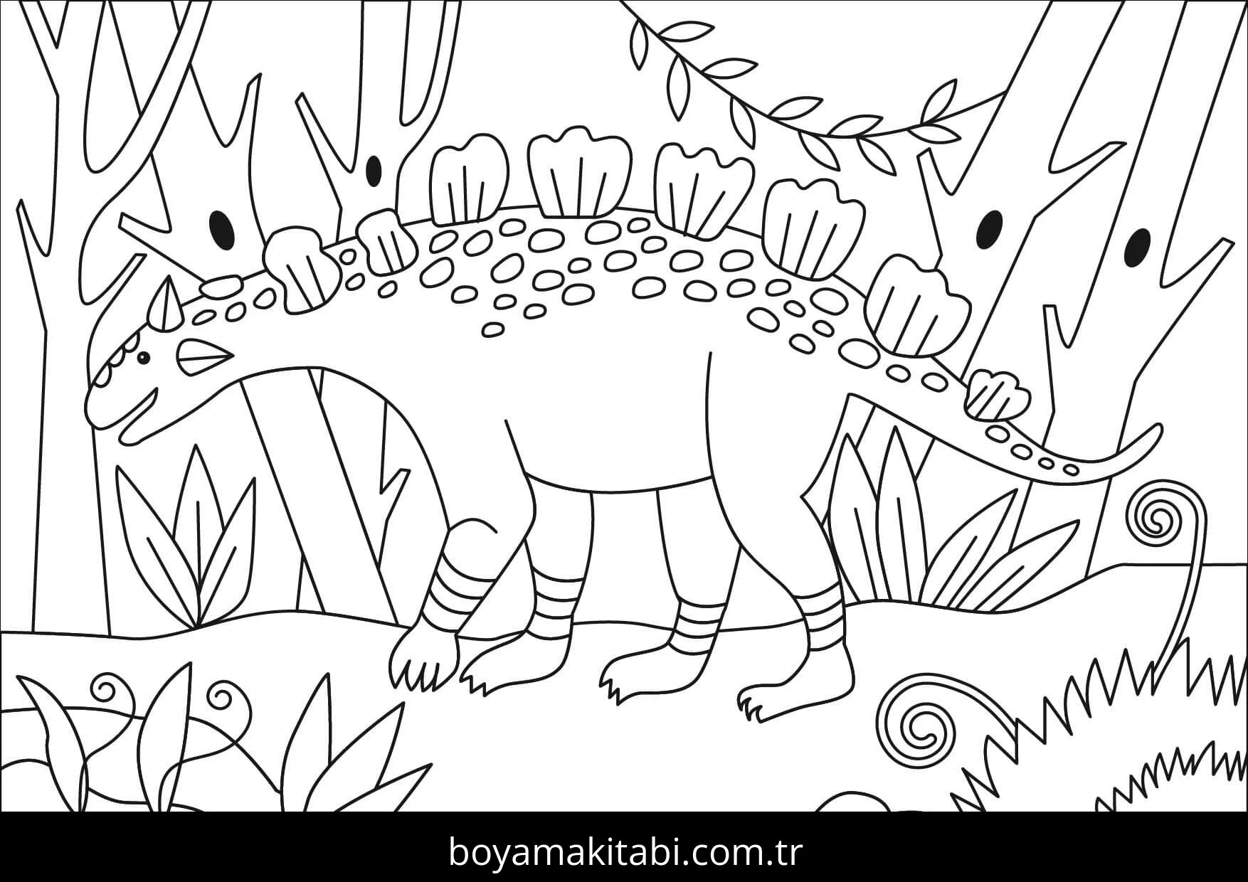 Ankylosaurus Dinazor boyama sayfası – çocuk aktivitesi, PDF indir