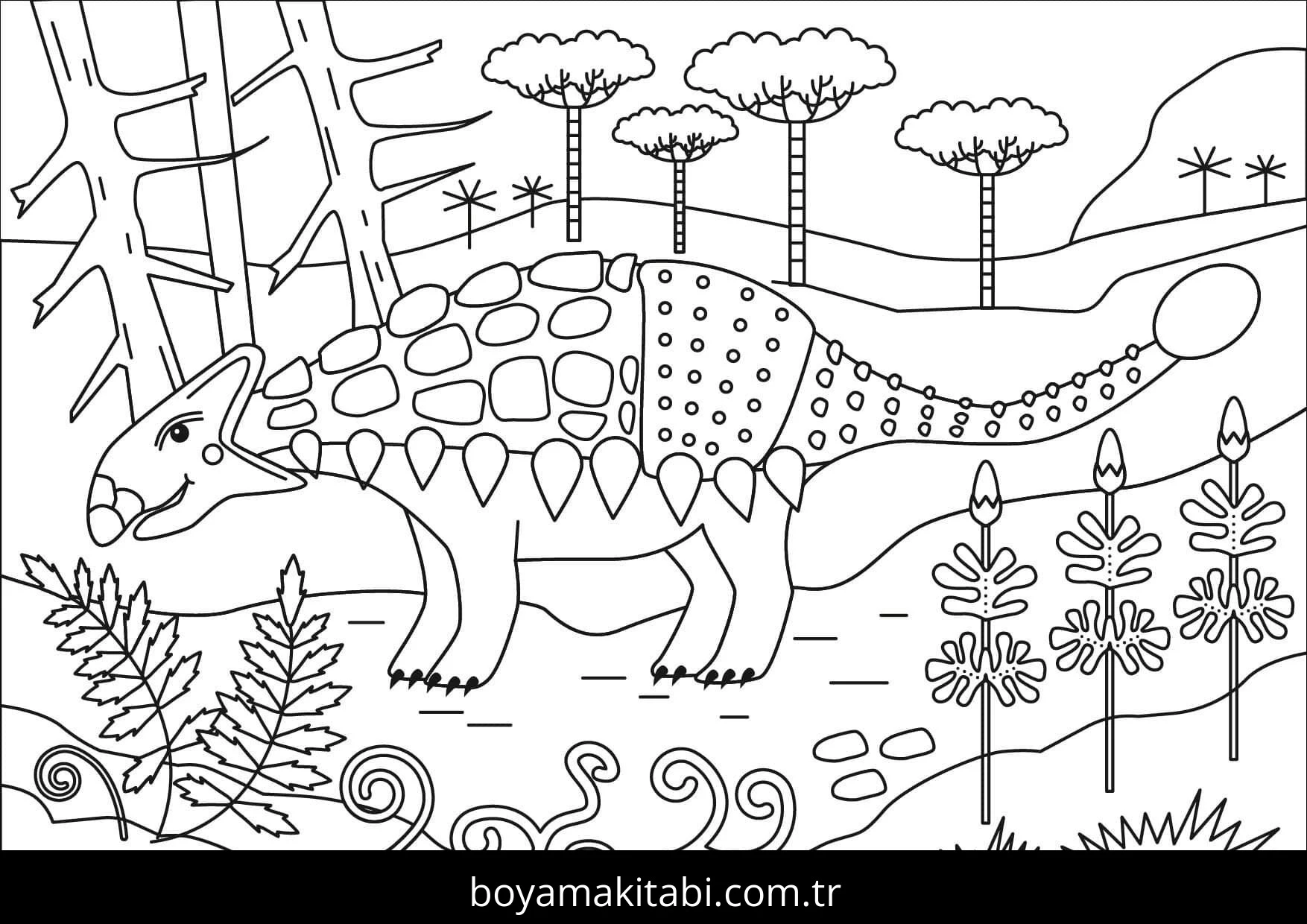Ankylosaurus Dinazor boyama sayfası – yaratıcılık, eğlenceli etkinlik