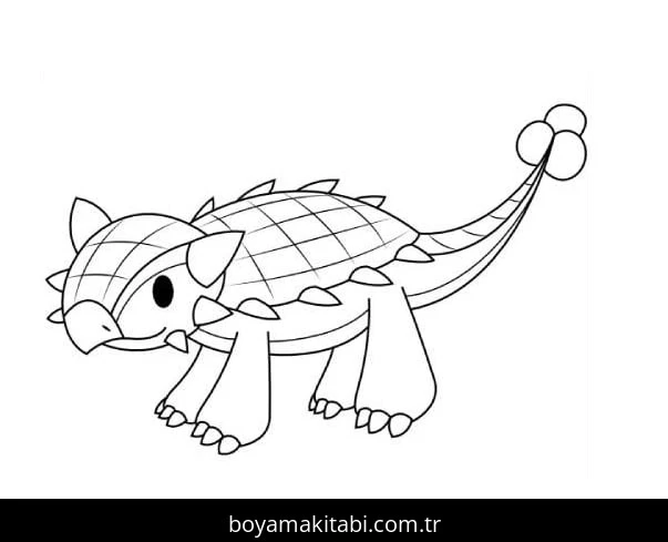 Ankylosaurus Dinazor boyama sayfası – renkli çizimler, okul öncesi