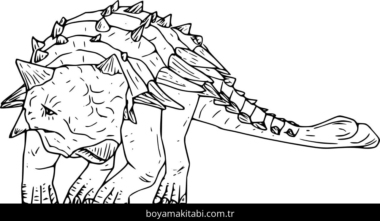 Ankylosaurus Dinazor boyama sayfası – çizgi film temalı, basit çizim