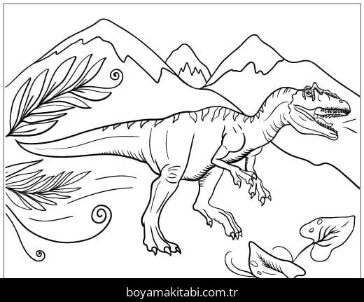 Allosaurus Dinazor boyama sayfası – eğlenceli etkinlik, el becerilerini geliştirir