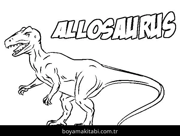 Allosaurus Dinazor boyama sayfası – okul öncesi, evde etkinlik