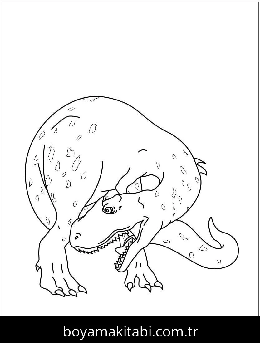 Allosaurus Dinazor boyama sayfası – sevimli karakter, sanatsal çalışma