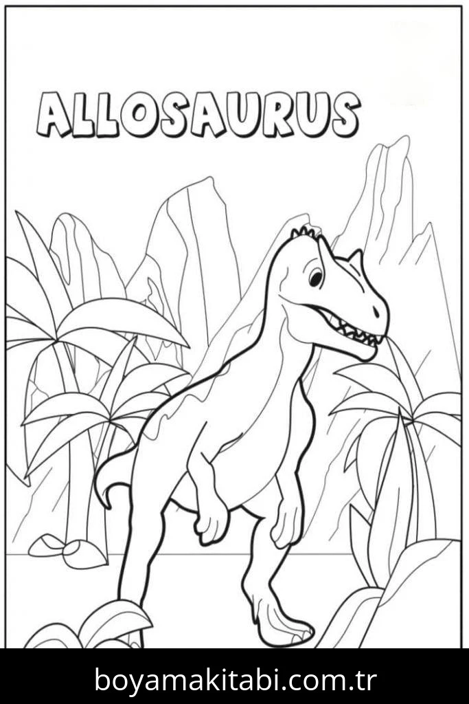 Allosaurus Dinazor boyama sayfası – eğitici aktivite, yaratıcılık