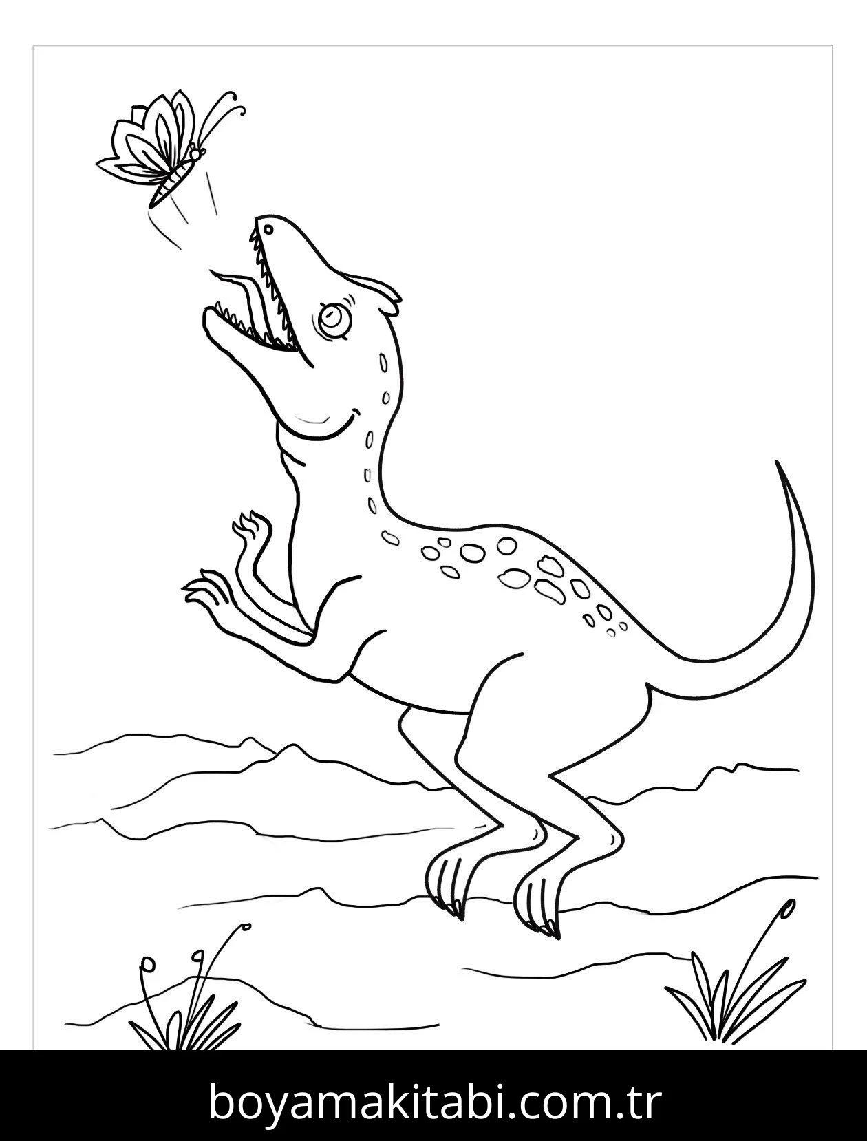 Allosaurus Dinazor boyama sayfası – keyifli zaman, renkli çizimler