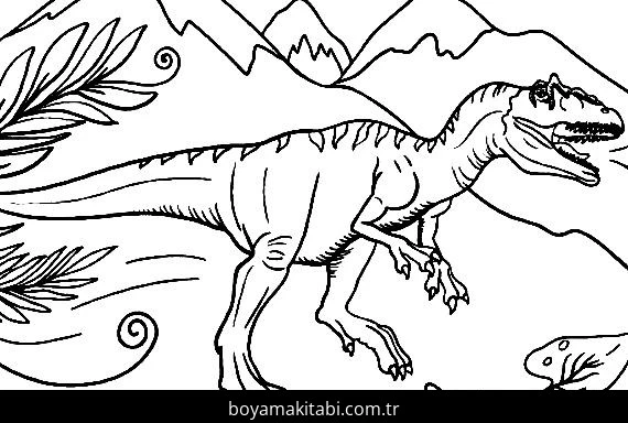 Allosaurus Dinazor boyama sayfası – çocuk aktivitesi, PDF indir