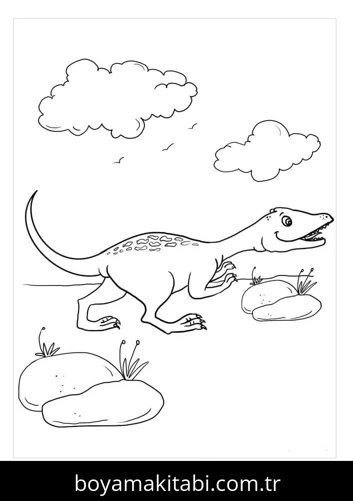 Allosaurus Dinazor boyama sayfası – PDF indir, sevimli karakter