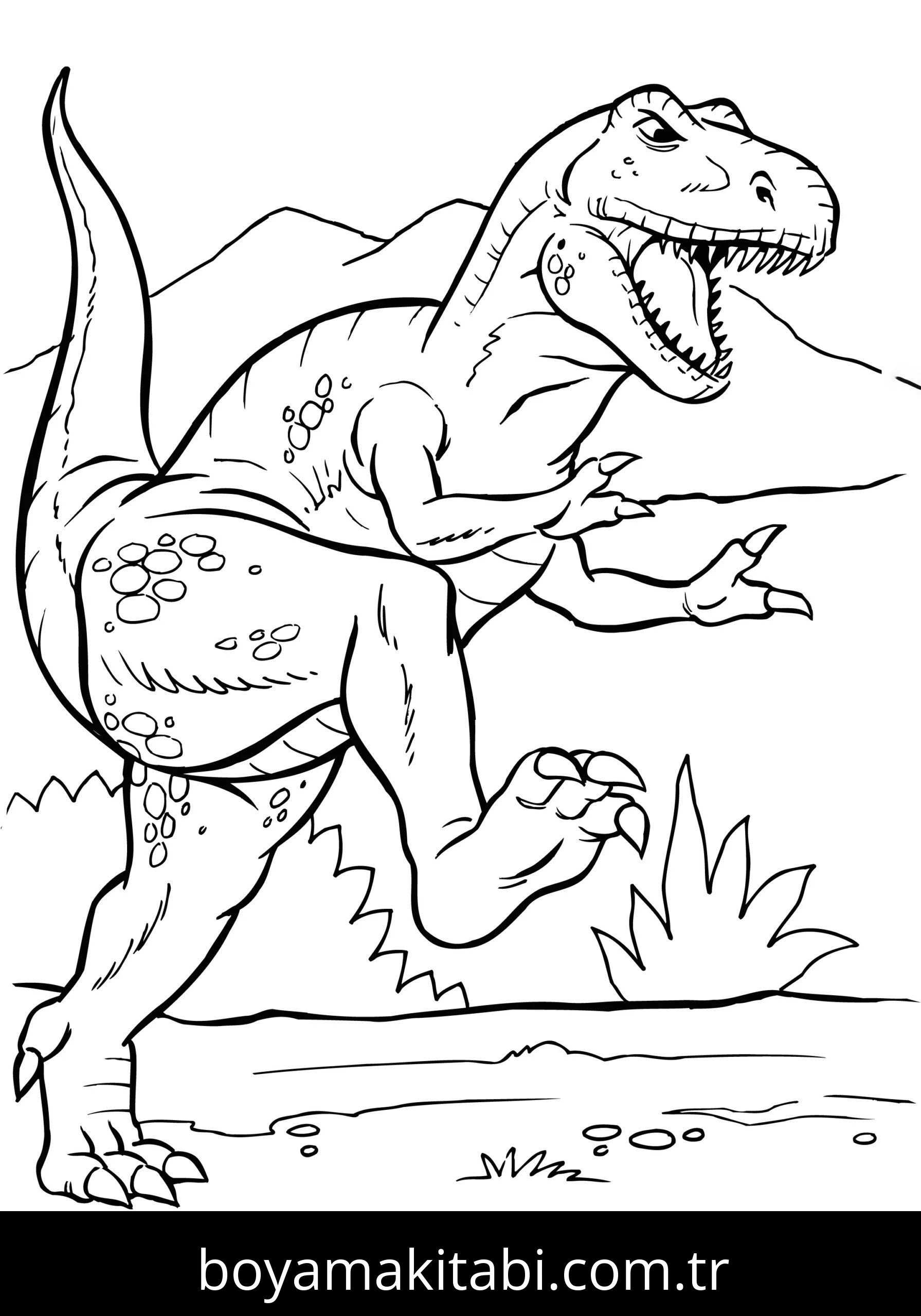 Allosaurus Dinazor boyama sayfası – boyama etkinliği, çocuk aktivitesi