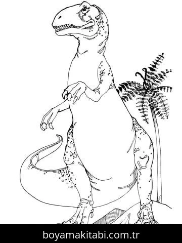 Allosaurus Dinazor boyama sayfası – sevimli karakter, sanatsal çalışma