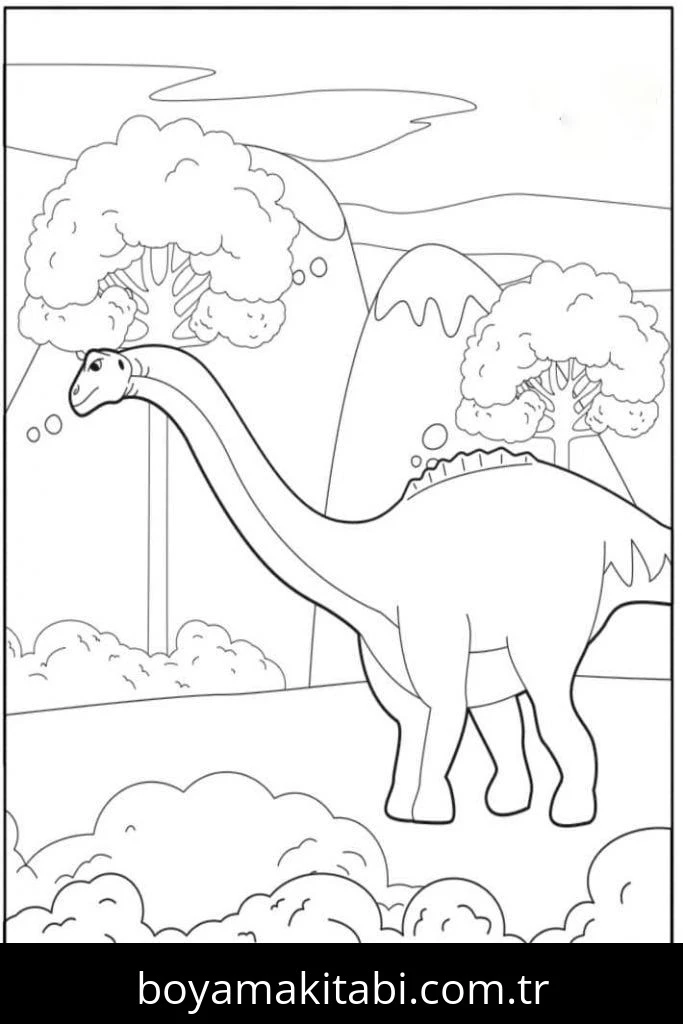 Apatosaurus Dinazor boyama sayfası #17 – dikkat ve odaklanma geliştirir, A4 baskıya uygun