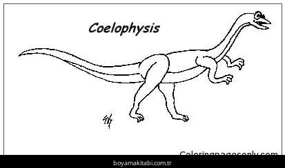 Coelophysis Dinazor boyama sayfası – çizgi film temalı, basit çizim