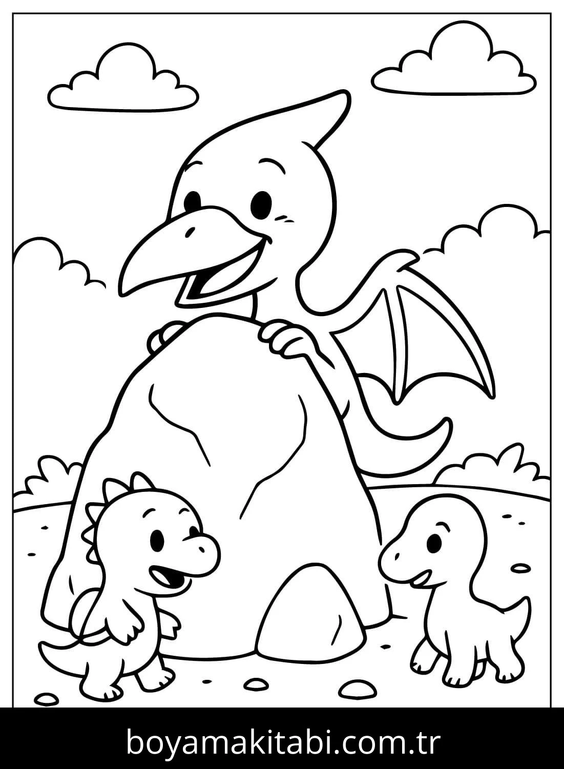 Pterodactyl Dinazor boyama sayfası – boyama çalışması, yaratıcılığı geliştirir