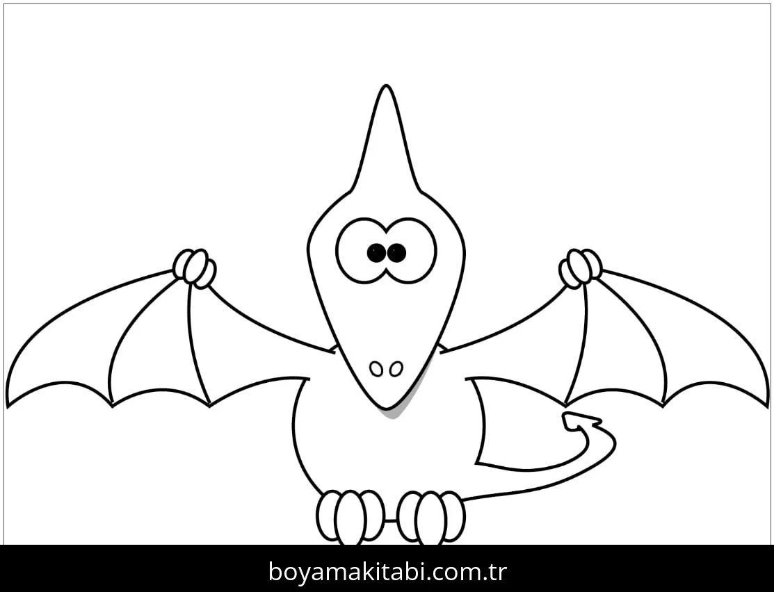 Pterodactyl Dinazor boyama sayfası – çocuklar için, çizgi film temalı