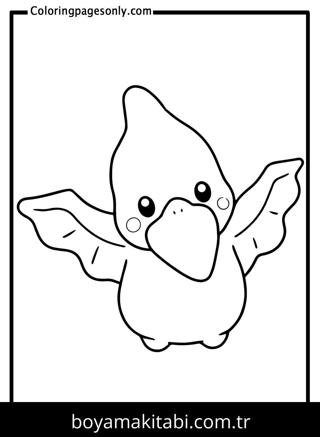 Pterodactyl Dinazor boyama sayfası – yaratıcılığı geliştirir, keyifli zaman