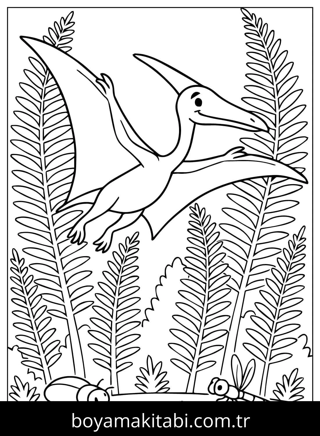 Pterodactyl Dinazor boyama sayfası – boyama etkinliği, çocuk aktivitesi