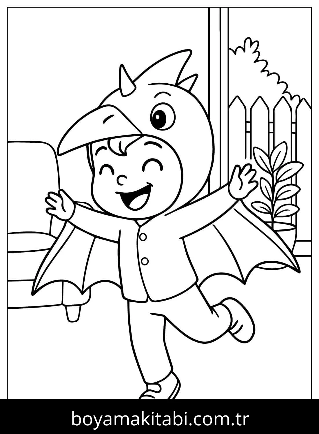 Pterodactyl Dinazor boyama sayfası – keyifli zaman, renkli çizimler