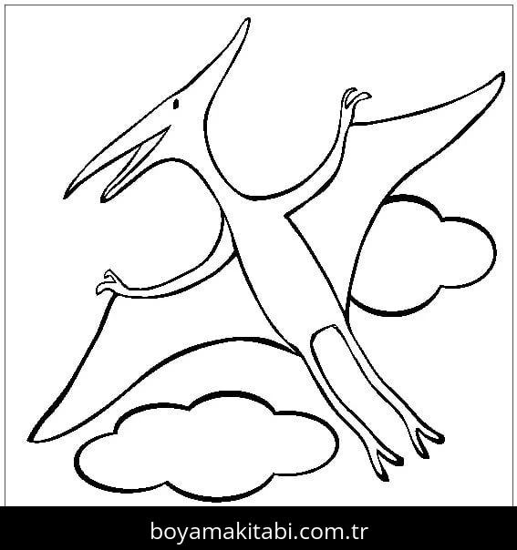 Pterodactyl Dinazor boyama sayfası – el becerilerini geliştirir, boyama çalışması