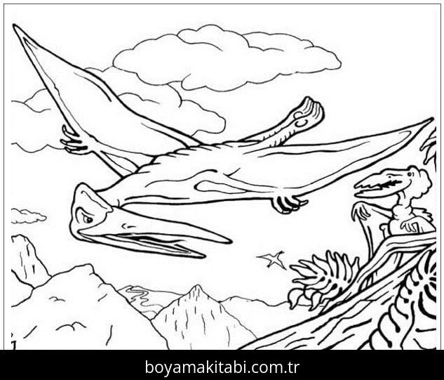 Pterodactyl Dinazor boyama sayfası – sanatsal çalışma, çocuklar için