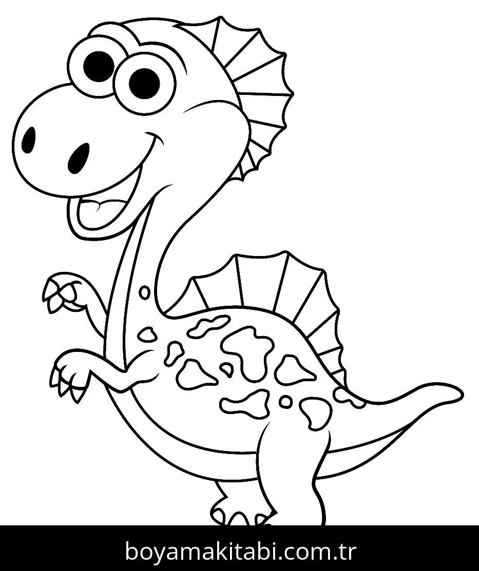 Spinosaurus Dinazor boyama sayfası – PDF indir, sevimli karakter
