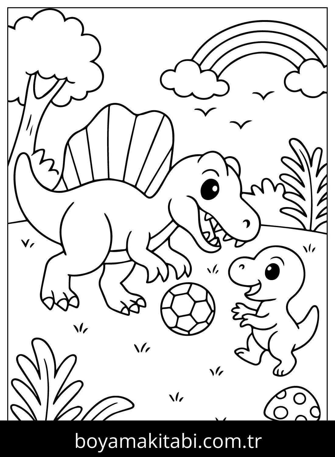 Spinosaurus Dinazor boyama sayfası – çocuklar için, çizgi film temalı