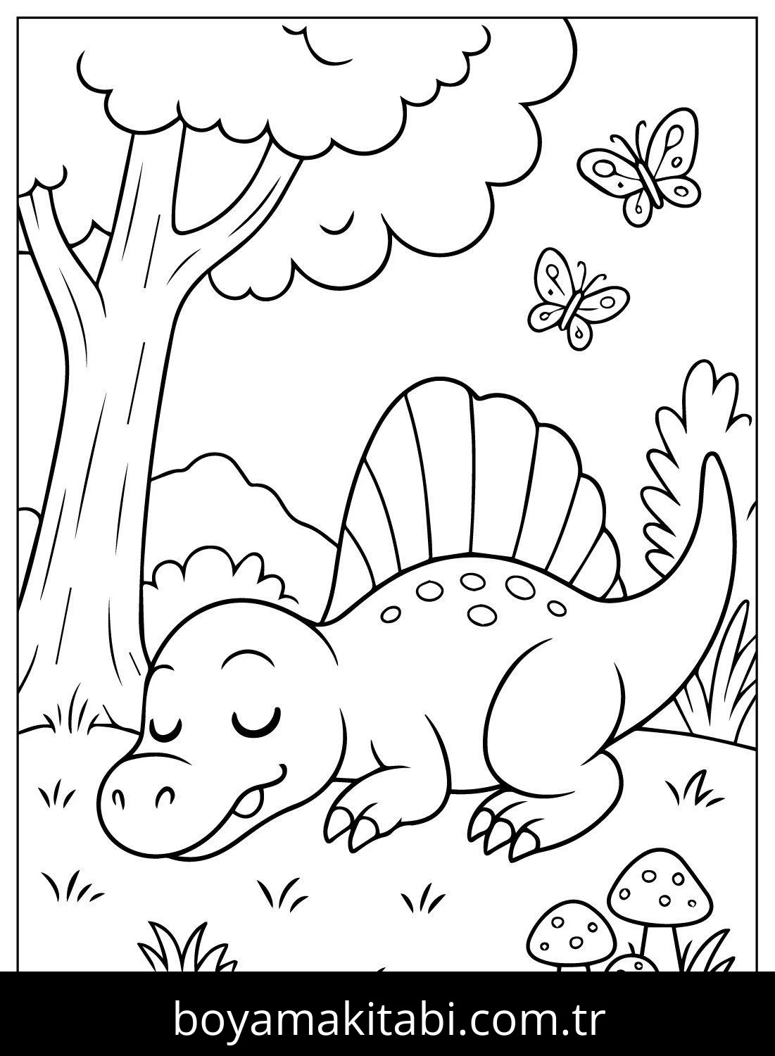Spinosaurus Dinazor boyama sayfası – kolay boyama, eğitici aktivite