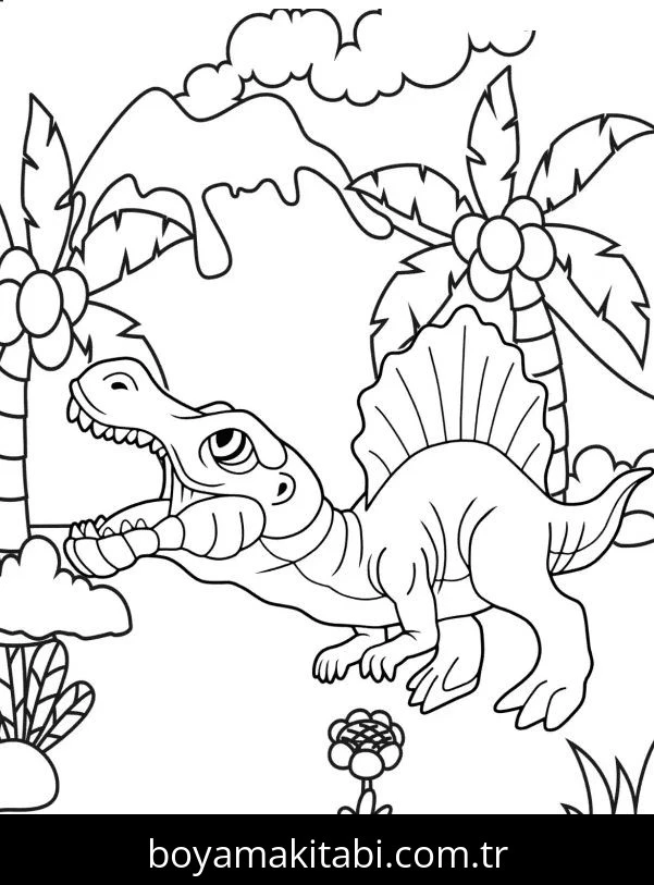 Spinosaurus Dinazor boyama sayfası – çizgi film temalı, basit çizim