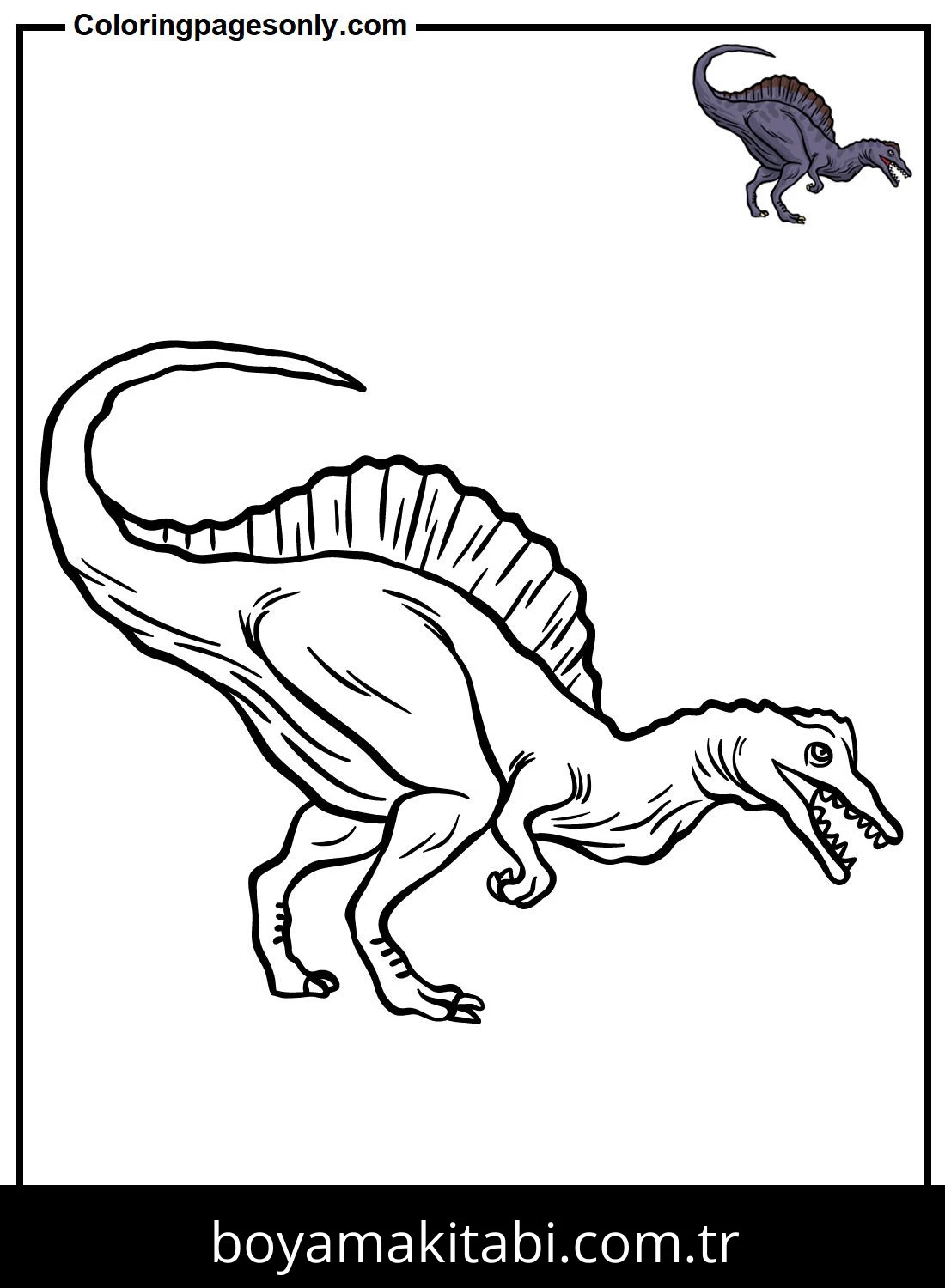 Spinosaurus Dinazor boyama sayfası – ücretsiz yazdır, boyama etkinliği