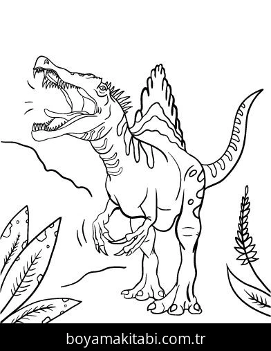 Spinosaurus Dinazor boyama sayfası – çizgi film temalı, basit çizim