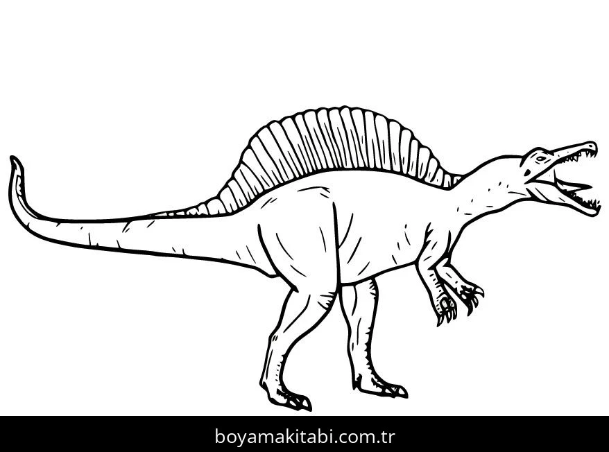 Spinosaurus Dinazor boyama sayfası – çocuk aktivitesi, PDF indir