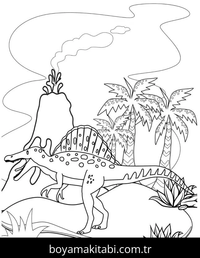 Spinosaurus Dinazor boyama sayfası – basit çizim, kolay boyama