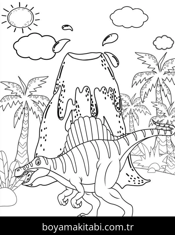 Spinosaurus Dinazor boyama sayfası – yaratıcılık, eğlenceli etkinlik