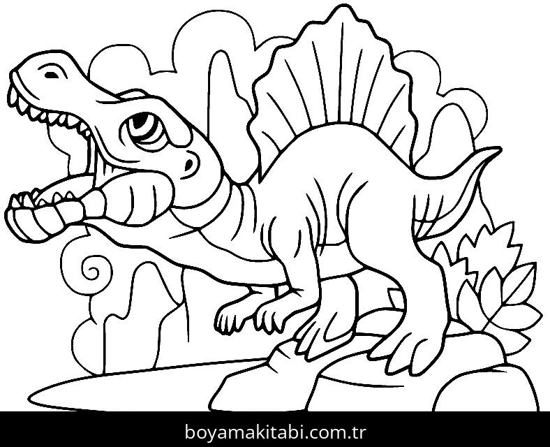 Spinosaurus Dinazor boyama sayfası – okul öncesi, evde etkinlik