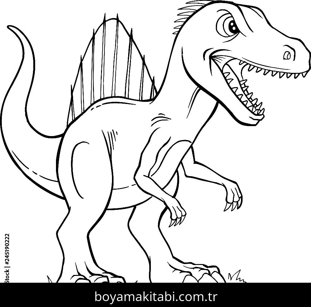 Spinosaurus Dinazor boyama sayfası – el becerilerini geliştirir, boyama çalışması