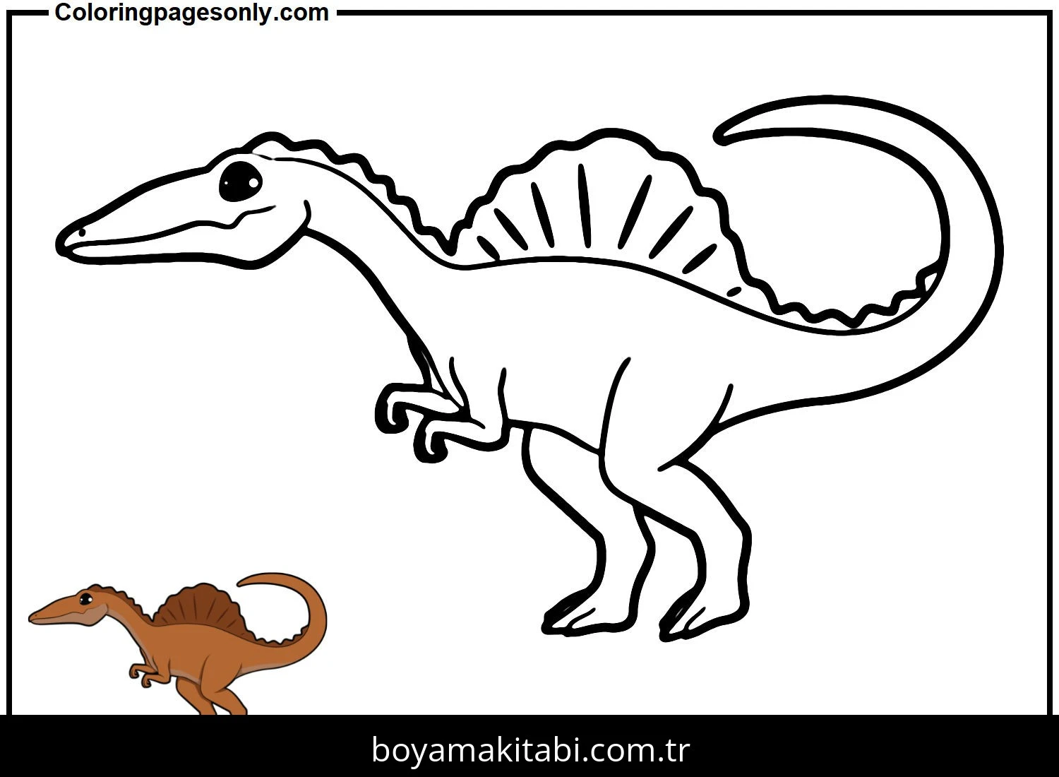 Spinosaurus Dinazor boyama sayfası – yaratıcılık, eğlenceli etkinlik