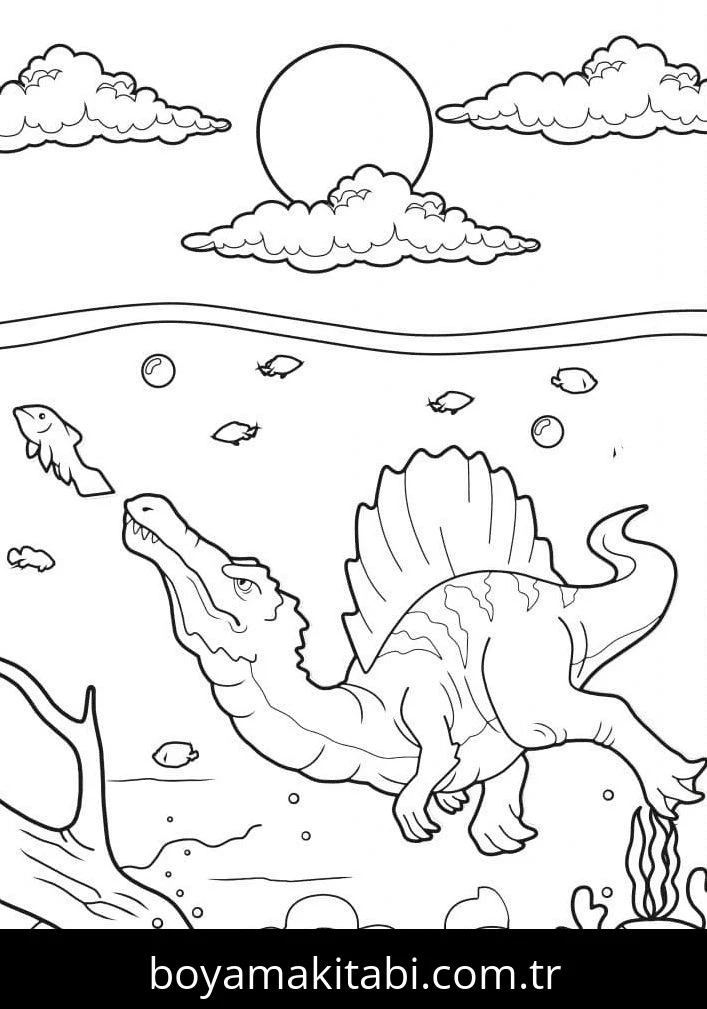 Spinosaurus Dinazor boyama sayfası – yaratıcılık, eğlenceli etkinlik