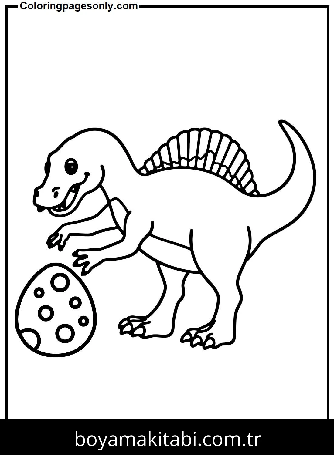 Spinosaurus Dinazor boyama sayfası – PDF indir, sevimli karakter