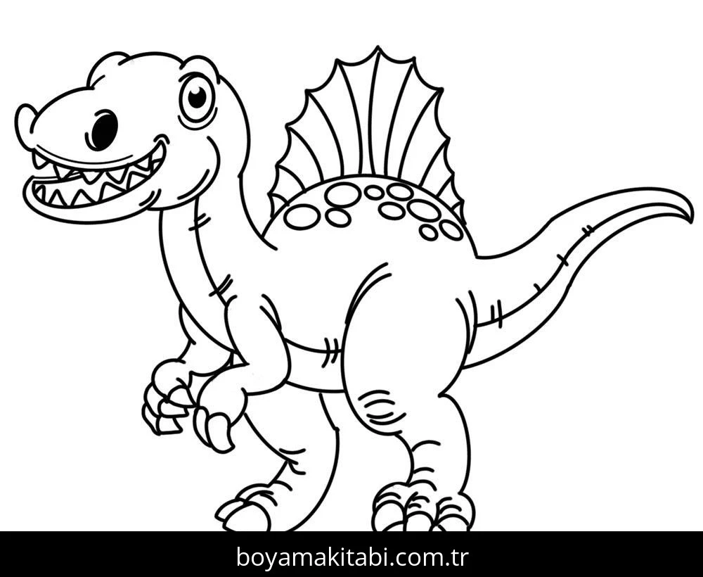 Spinosaurus Dinazor boyama sayfası – sevimli karakter, sanatsal çalışma