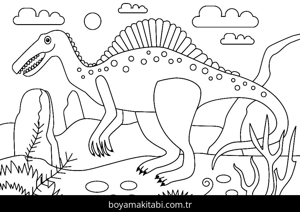Spinosaurus Dinazor boyama sayfası – eğitici aktivite, yaratıcılık