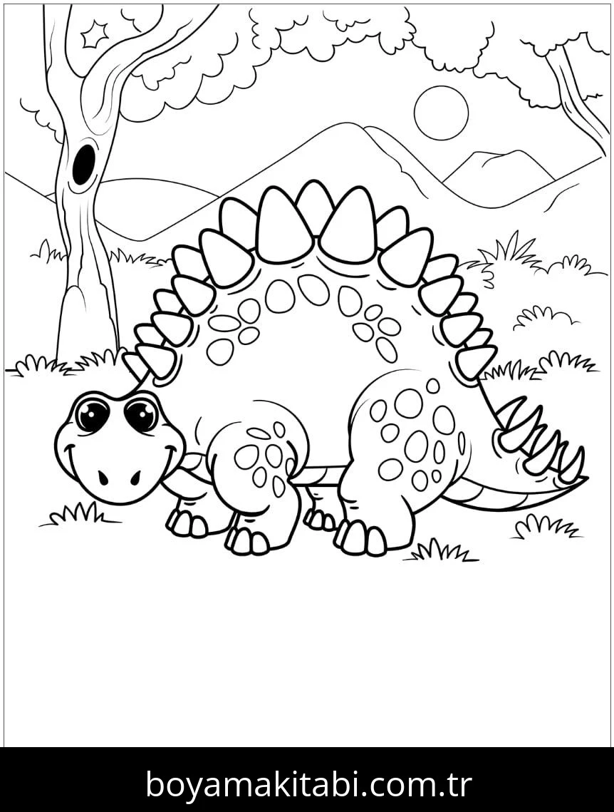 Stegosaurus Dinazor boyama sayfası – çocuk aktivitesi, PDF indir