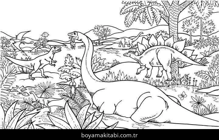 Stegosaurus Dinazor boyama sayfası – renkli çizimler, okul öncesi