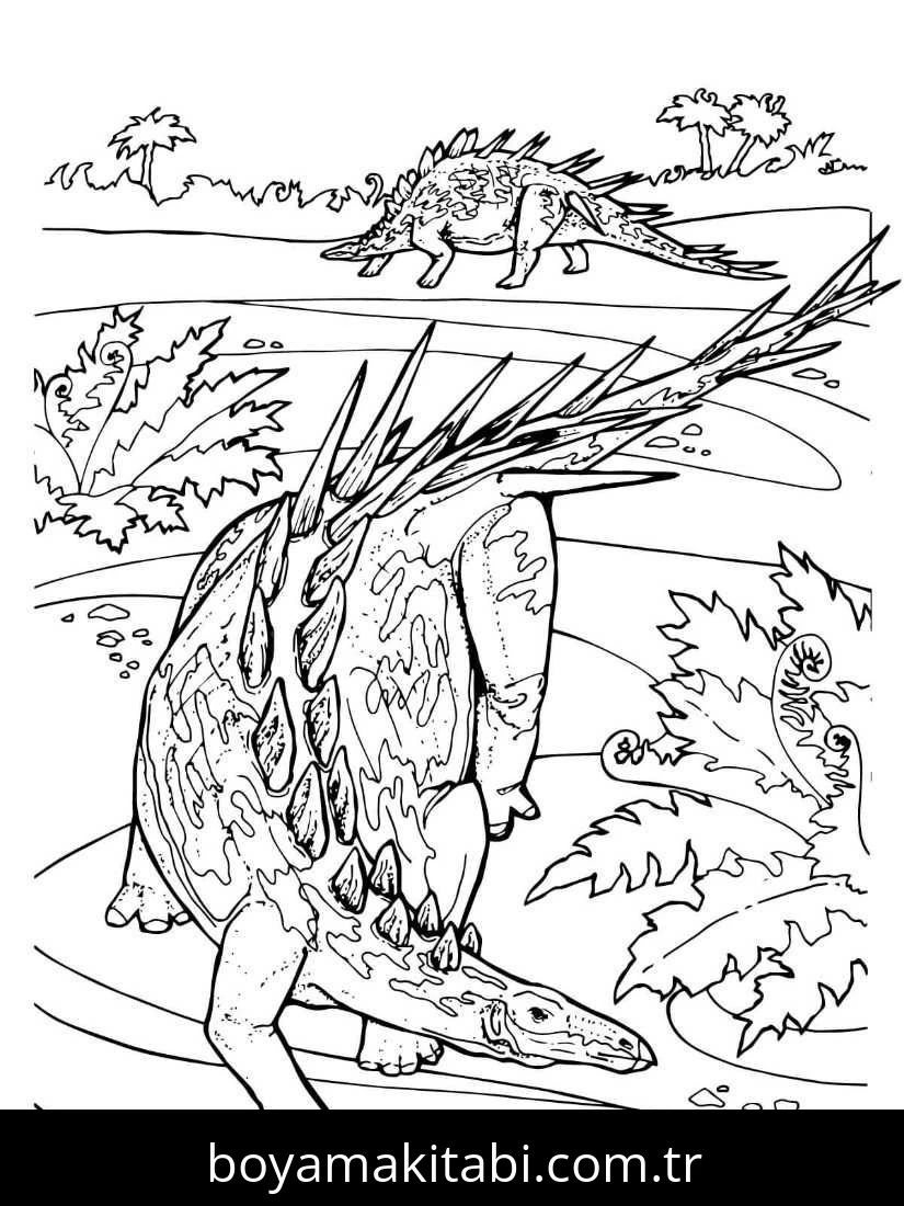 Stegosaurus Dinazor boyama sayfası – PDF indir, sevimli karakter