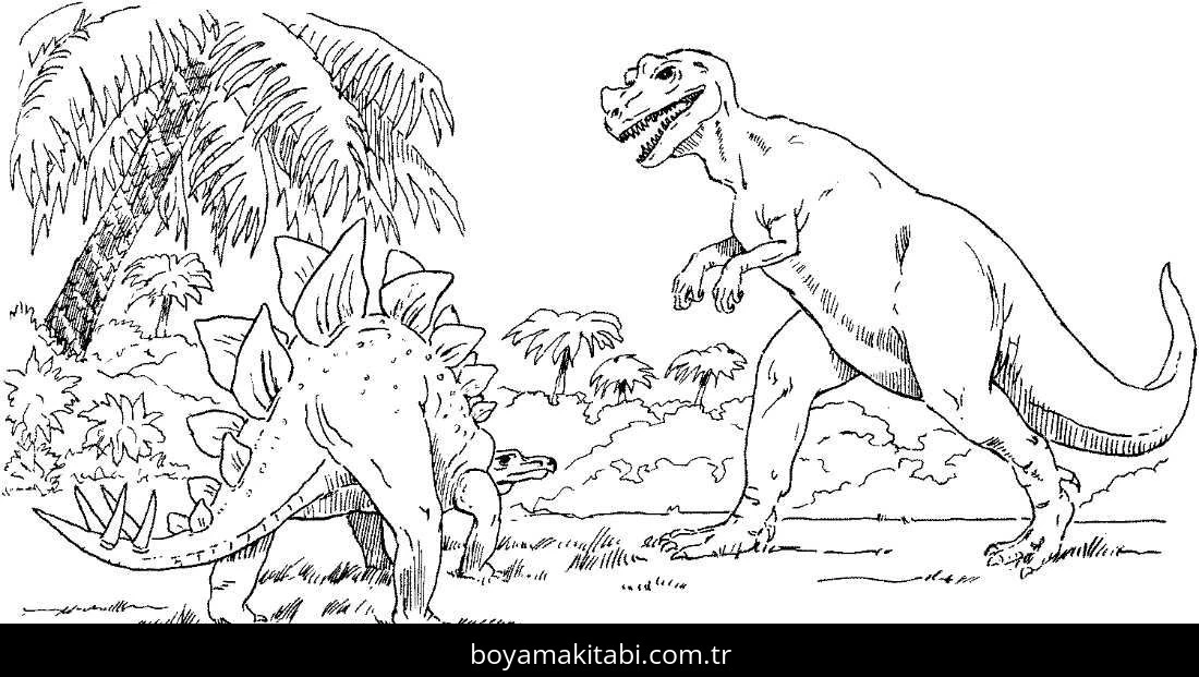 Stegosaurus Dinazor boyama sayfası – kolay boyama, eğitici aktivite