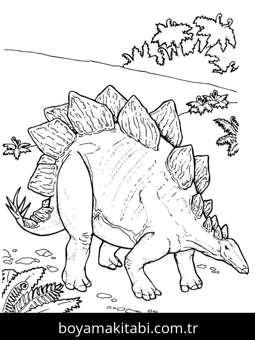 Stegosaurus Dinazor boyama sayfası – eğlenceli etkinlik, el becerilerini geliştirir
