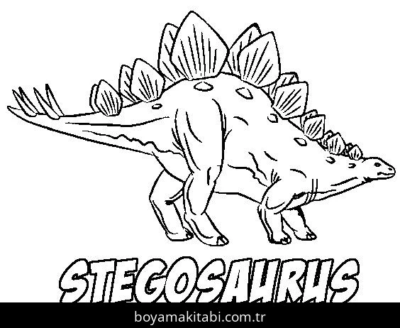 Stegosaurus Dinazor boyama sayfası – sevimli karakter, sanatsal çalışma